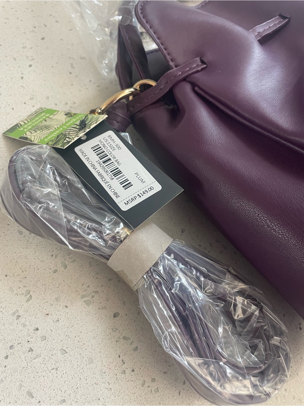Badgley Mischka plum vegan leather dumpling bag - Picture 4 of 8